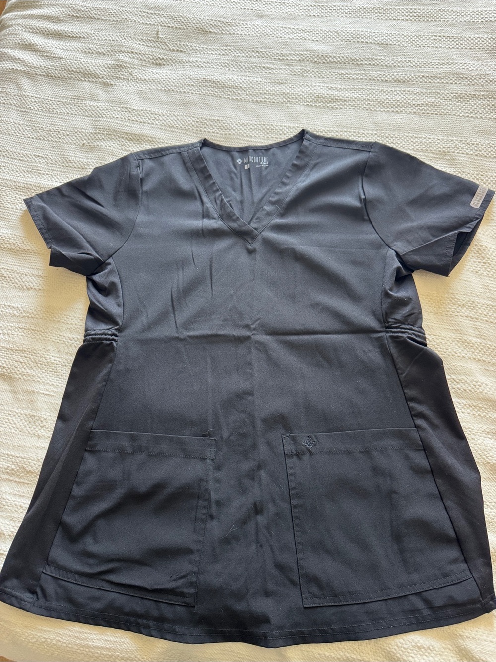 Med Couture Black V-Neck Medical Scrub Top